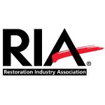Restoration Industry Association logo with bold RIA and red brushstroke.