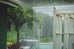 A heavy rain storm during Hawaii’s Kona Low storm season.
