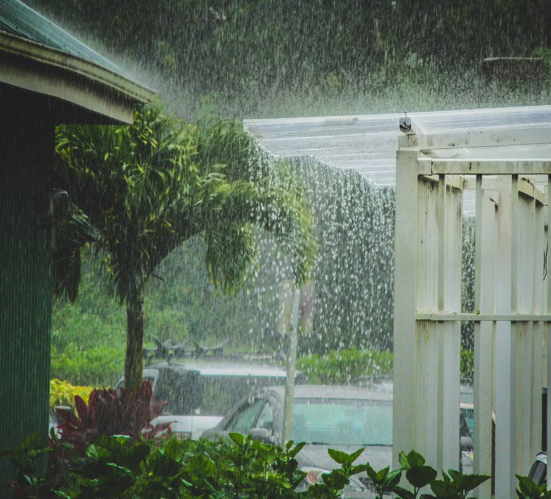 A heavy rain storm during Hawaii’s Kona Low storm season.
